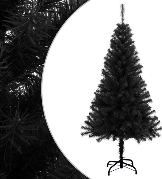 Pom de Crăciun artificial cu suport, negru, 120 cm, PVC