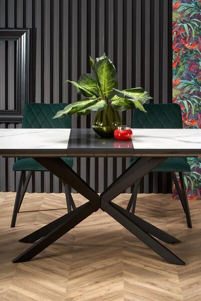 Masă de sufragerie extensibilă 160-200 cm Delma (marmură alb + negru + gri) (pentru 6 8 persoane). 1048919