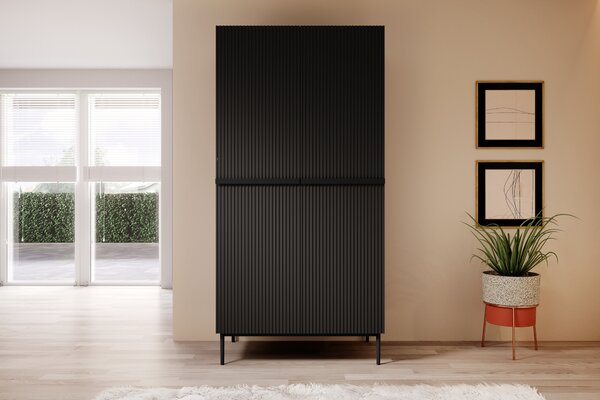 Dulap Nicole 100 cm dormitor - negru mat / picioare negre