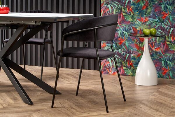 Masă de sufragerie extensibilă 160-200 cm Delma (marmură alb + negru + gri) (pentru 6 8 persoane). 1048919