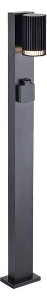 Lampă de exterior cu priză SCHUKO, soclu 1x GU10 (10W), 230V, IP44, 80 cm, neagră