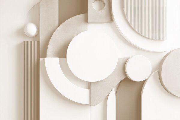 Tapet Abstracție volumetrică modernă în nuanțe de bej, Fototapet Modern, w09441v1 : Uwalls.ro