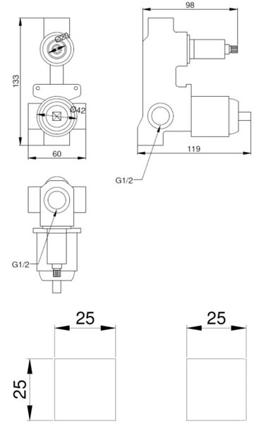 Invena Siros set de duș ascuns crom BS-90-0K2