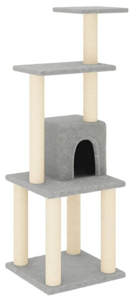 Ansamblu pisici, stâlpi din funie sisal, gri deschis, 105 cm