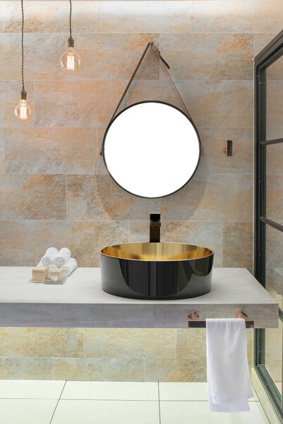 Invena Paros baterie lavoar stativ negru BU-09-W04