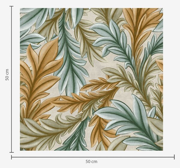 Tapet Frunziș decorativ într-o paletă caldă de ocru și verde, Tapet flori, a00673 : Uwalls.ro