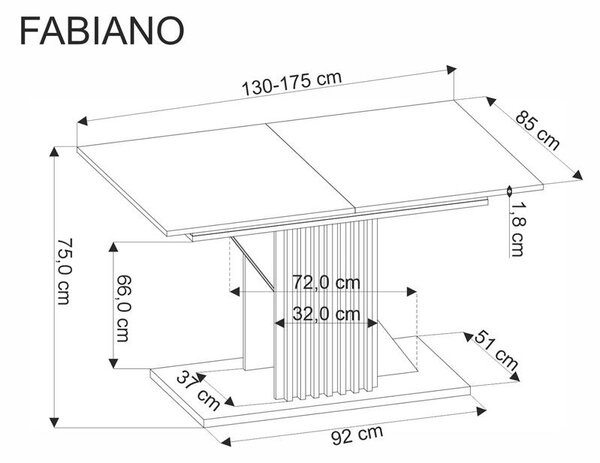 Masă de sufragerie Fabiano (stejar wotan + negru) (pentru 4 până la 6 persoane). 1092389