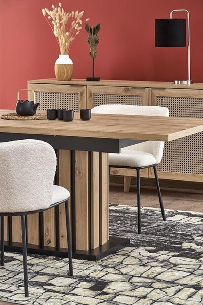 Masă de sufragerie Lalia 160 (stejar artisan + negru) (pentru 6 până la 8 persoane). 1092399