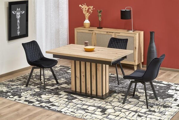 Masă de sufragerie Lalia 160 (stejar artisan + negru) (pentru 6 până la 8 persoane). 1092399