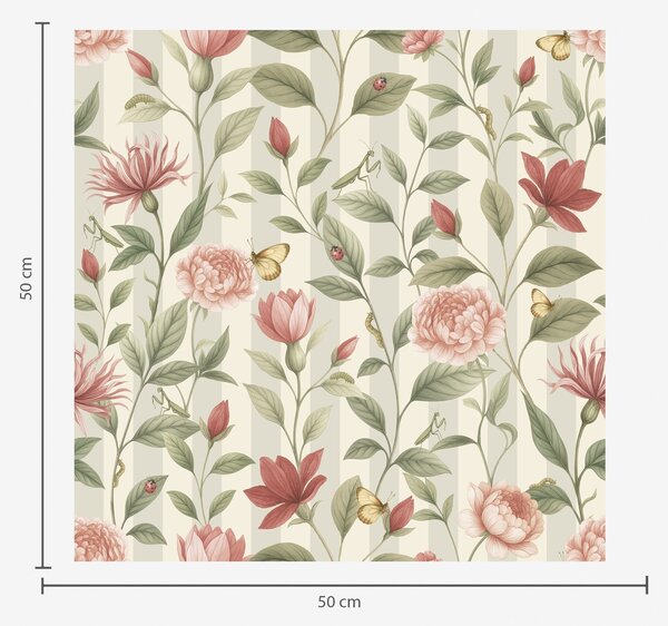 Tapet Tulpini florale cu fluturi pe un fundal deschis, Tapet flori, a00698 : Uwalls.ro