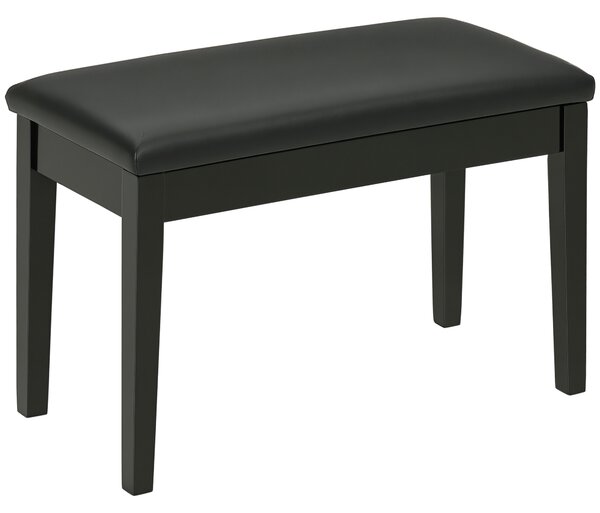 HOMCOM Bancă pentru Pian cu Spațiu de Depozitare, Bancă pentru Pian din Lemn și Piele Ecologică PU, 75x35x49 cm, Negru | Aosom Romania