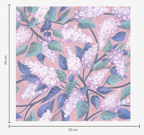Tapet Flori delicate de liliac pe fond roz, atmosferă de primăvară, Tapet flori, a00797 : Uwalls.ro