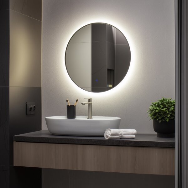 Brilagi - Oglindă de baie VENA BLACK cu LED, 19W/230V, 60 cm, IP44, CRI 90, dimerizabilă + CCT