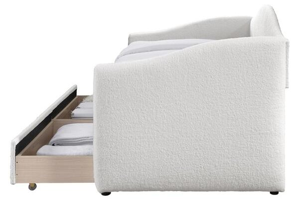 Pat de o persoană 90 cm Clyde (crem). 1092476