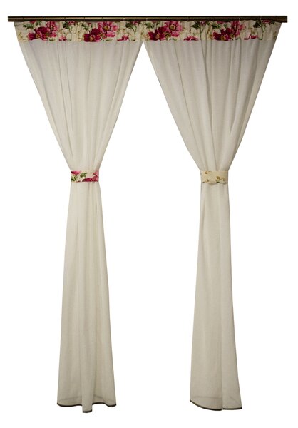 Perdea Velaria in ivoire cu flori, 180x170 cm