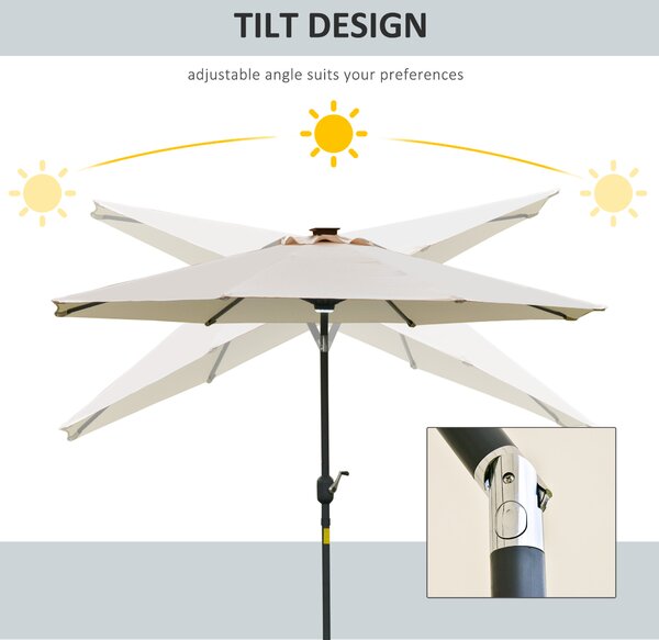 ​​Outsunny umbrela de gradina cu leduri, Φ266x245cm, crem | Aosom Ro