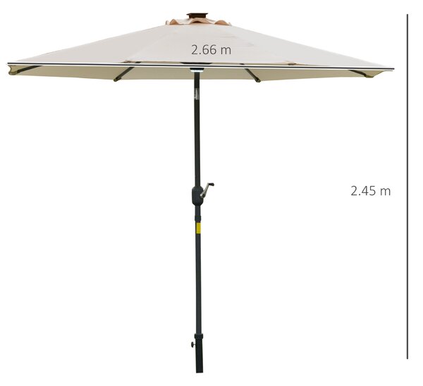 ​​Outsunny umbrela de gradina cu leduri, Φ266x245cm, crem | Aosom Ro