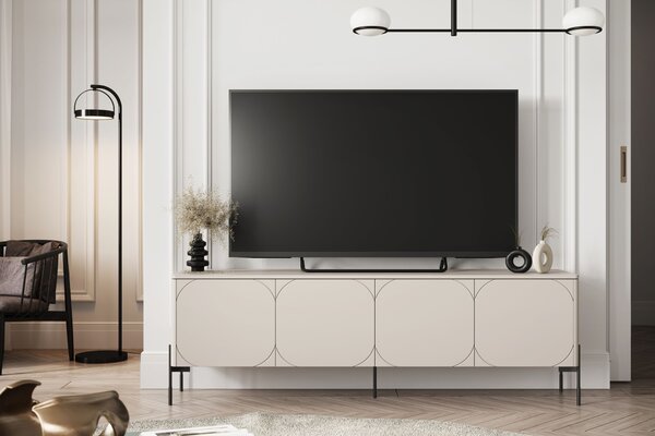 Comodă TV Sonatia 200 cm cu patru uși pe picioare metalice - casmir