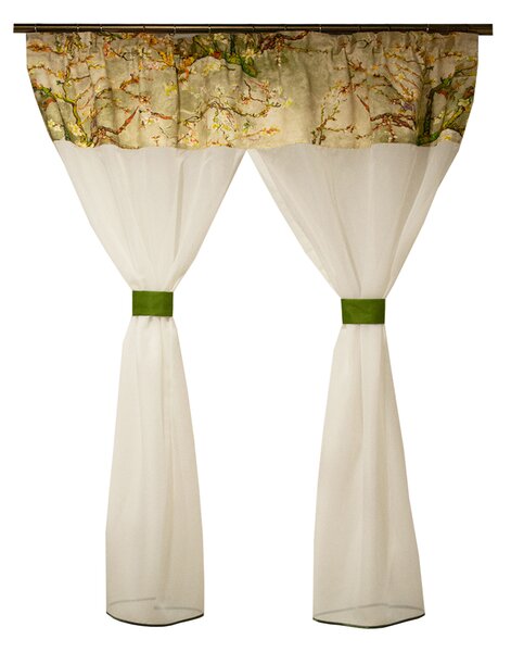 Perdea Velaria voal ivoire cu flori, 140x162cm
