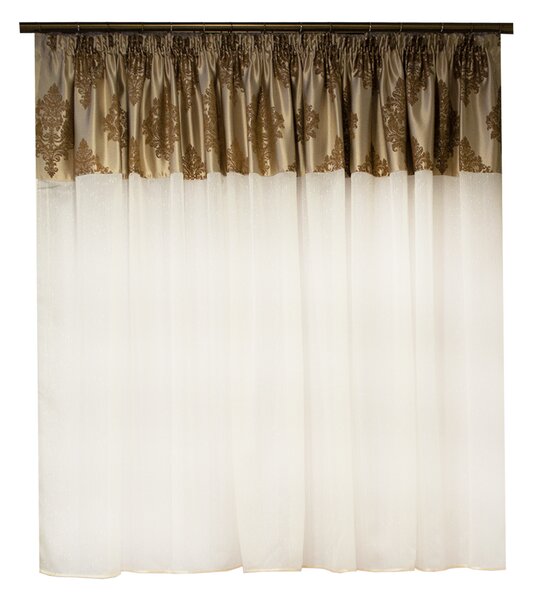 Perdea Velaria alba cu banda baroc, 160x155 cm