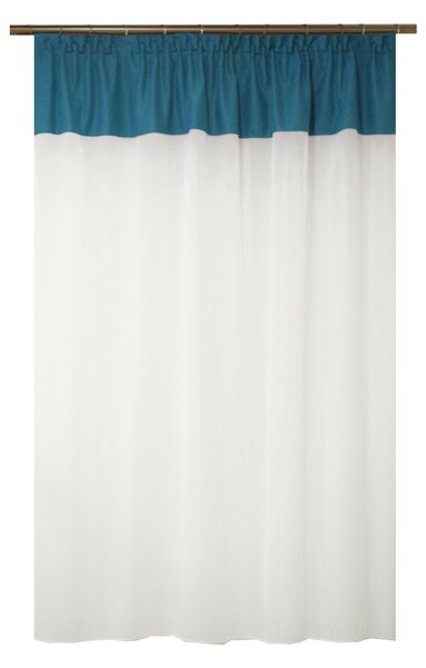 Perdea Velaria bamboo alb cu suet turcoaz, 140x145 cm