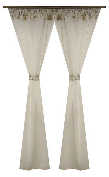 Perdea Velaria in ivoire cu flori, 160x175 cm