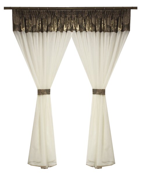 Perdea Velaria in ivoire cu tafta gri, 210x150 cm