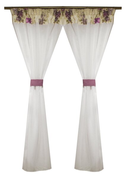 Perdea Velaria in alb cu flori, 180x160 cm
