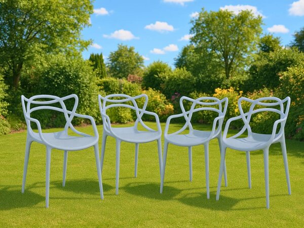 Set 4 scaune din plastic KATO, gri deschis