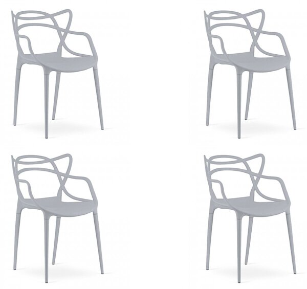Set 4 scaune din plastic KATO, gri deschis