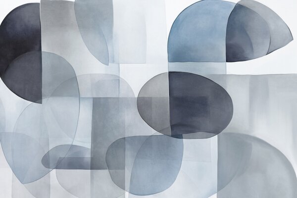 Tapet Forme abstracte texturate în nuanțe de gri și albastru, tonuri discrete, compoziție minimalistă,, Fototapet Abstract, w09467v1 : Uwalls.ro