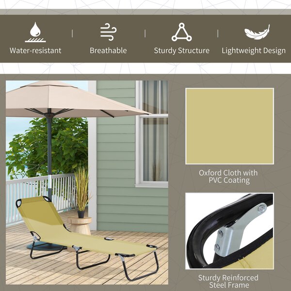 Outsunny Sezlong Pliabil pentru Gradina cu Spatar Ajustabil 5 Pozitii din Otel si Tesatura Oxford 188x56x28 cm Bej | Aosom Romania