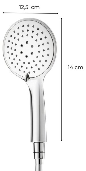 Erga Wemi, duș manual cu 3 funcții și furtun de 150 cm, 12,5 × 14 cm, cromat, ERG-YKA-BP.WEMI-CHR