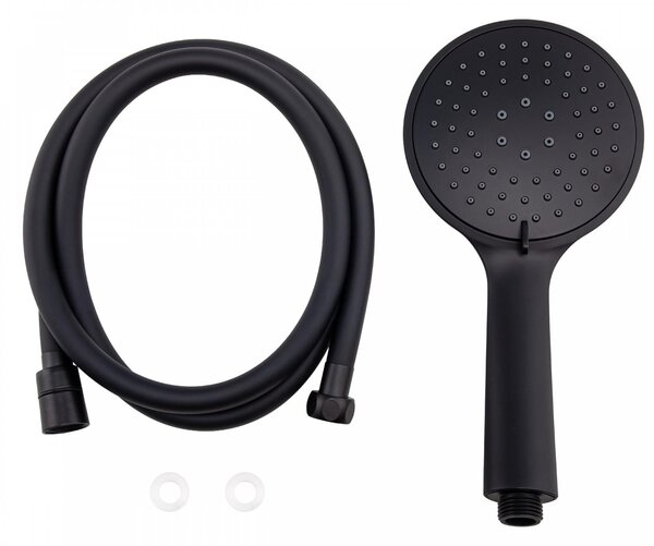 Erga Wemi, duș manual cu 3 funcții și furtun de 150 cm, 12,5 × 14 cm, negru mat, ERG-YKA-BP.WEMI-BLK