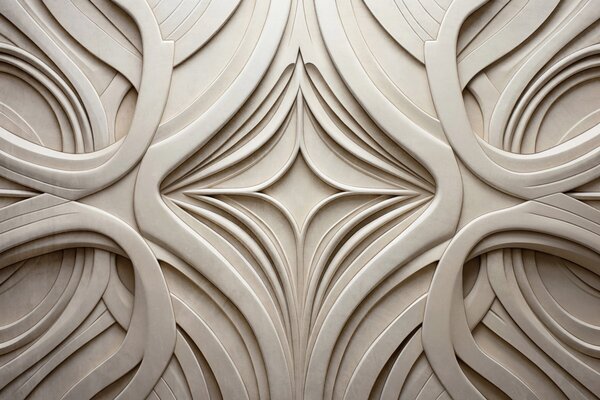 Tapet Imprimeu geometric abstract simetric texturat, culoare bej deschis, stil art deco, detalii complexe, Fototapet 3D, w09473 : Uwalls.ro