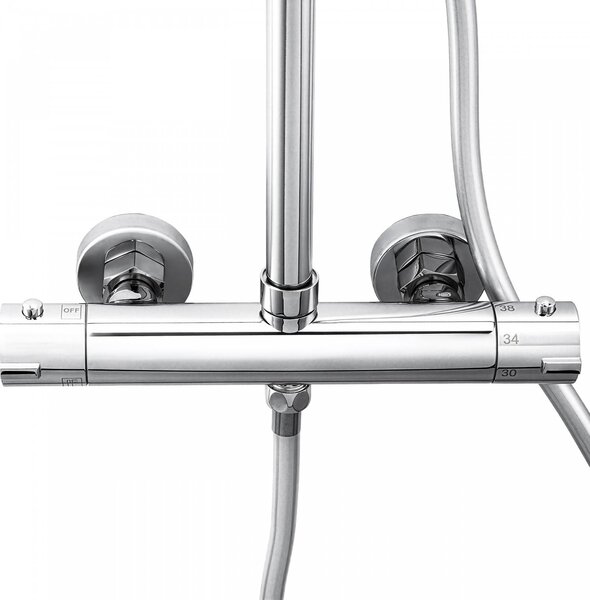 Erga Yoka, coloană de duș cu termostat și duș manual cu 3 funcții, cromat, ERG-YKA-BP.BERGEN-THERM-30-CHR