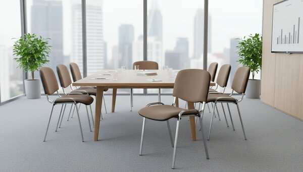 Scaun ISO C, bej, stofa clasic/metal, 53x55x82 cm