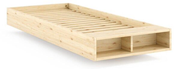 Pat în culoare naturală din lemn de pin fără tăblie cu somieră 90x200 cm Merge – Karup