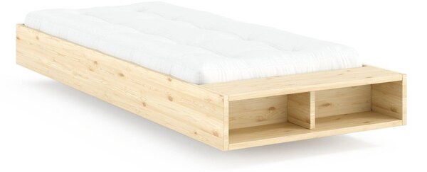 Pat în culoare naturală din lemn de pin fără tăblie cu somieră 90x200 cm Merge – Karup