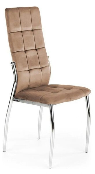 Scaun cromat bucatarie K416, bej, stofa catifelata, 43x54x101 cm