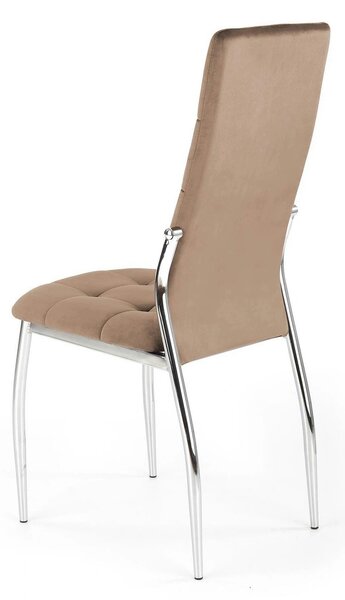 Scaun cromat bucatarie K416, bej, stofa catifelata, 43x54x101 cm