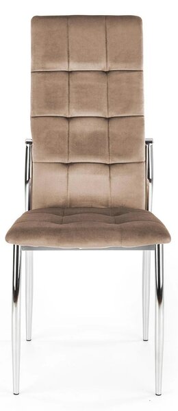 Scaun cromat bucatarie K416, bej, stofa catifelata, 43x54x101 cm