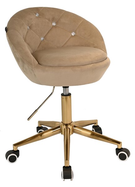 HR948K Scaun Latte din Catifea cu Bază Aurie