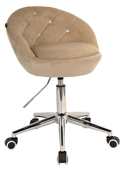 HR948K Scaun Latte din Catifea cu Bază Cromata