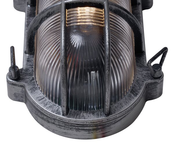 Lampă de perete de exterior argintie ovală IP44 - Noutica