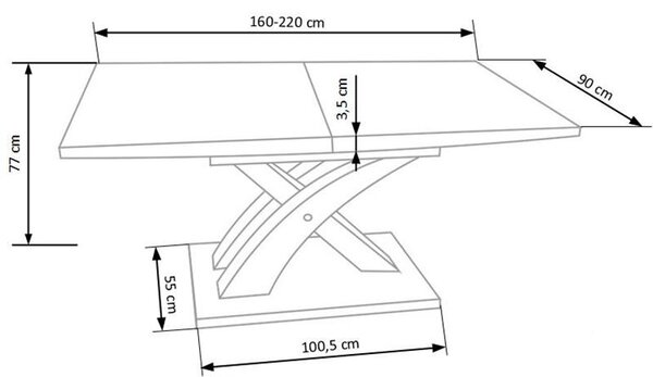Masă sufragerie Sandor 1 (alb lucios) (pentru 6 până la 8 persoane). 770464