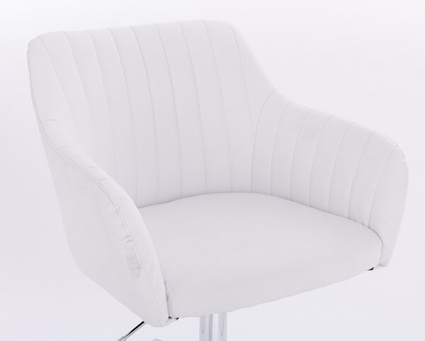HC190K Scaun Alb din Piele Ecologica cu Bază Cromata