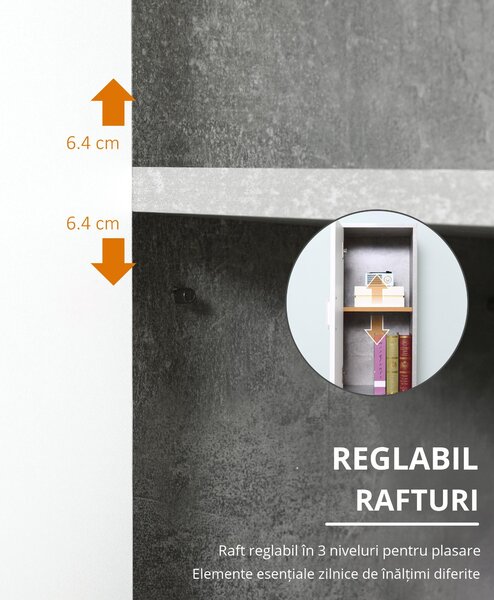 Dulap Baie Kleankin pentru Economisire Spațiu, cu 2 Uși din PAL, Efect Ciment, Gri-Alb, Dimensiuni 30x30x180cm, Ideal pentru Organizare | Aosom Romania