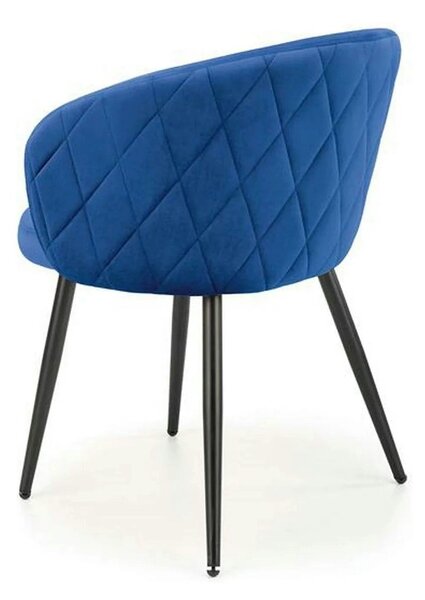Scaun tapitat K430, albastru/negru, stofa catifelata/metal, 51x54x77 c