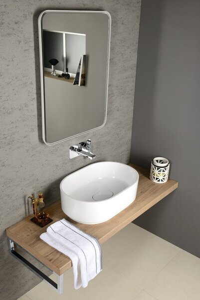Sapho Sapho, oglindă rotunjită cu iluminare din spate LED FLOAT în cadru 600x800mm, albă, 22572
